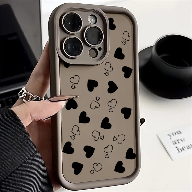 Stijlvolle Matte Hart Motief Telefoonhoes voor iPhone 16, 15, 14 Pro Max, 16E, 13, 12, 11, Mini, 7, 8 Plus, XR, XS Max en SE - Zachte en Schokbestendige Bescherming!