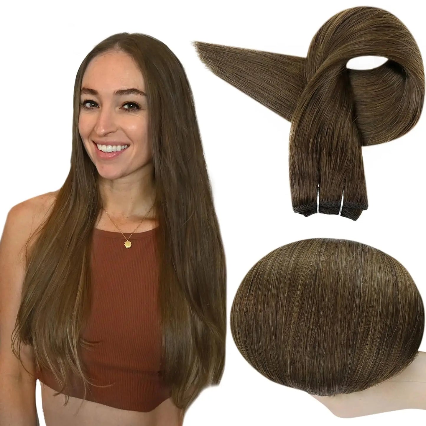 Verander Je Uiterlijk met Full Shine Ombre Blonde Menselijk Haar Weft Extensions - Zijdeachtig Steil 100g Remy Skin Dubbele Weft Bundels voor een Perfecte Salonafwerking!