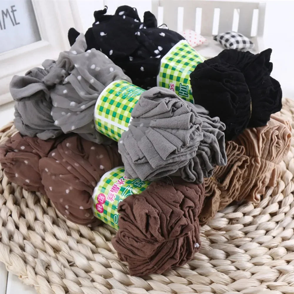 Chic Zwarte Punt Transparante Sokken - Ultra-Dunne Elastische Kristallen Zijde Enkel Sokken voor Vrouwen - Perfect voor Zomer Mode!