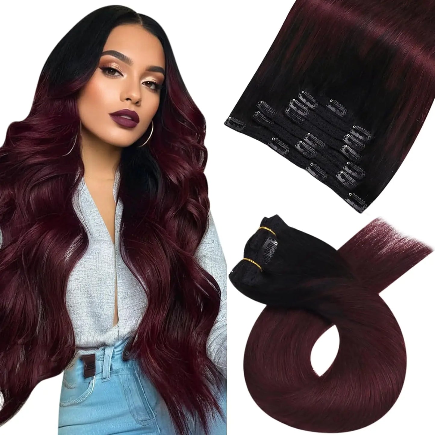 Transformeer je look met Moresoo Premium Clip-In Haarextensions - 100% Natuurlijke Remy Haar, Rechte Stijl, Verkrijgbaar in 5 en 7 Delige Sets!