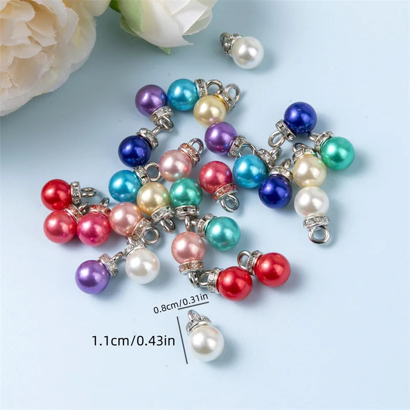 20pcs Mini Colorful Imitation Pearl Charms for Jewelry Making