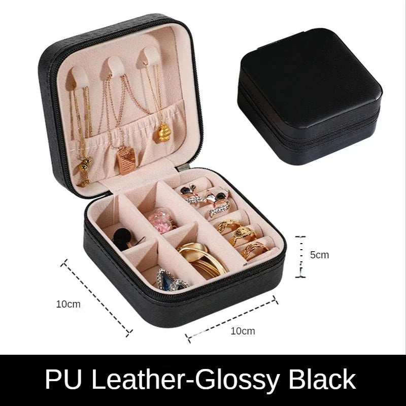 Elegante Draagbare Leren Sieraden Organiser & Reisdoos - Perfect om Je Schatten Veilig en Stylistisch te Houden!