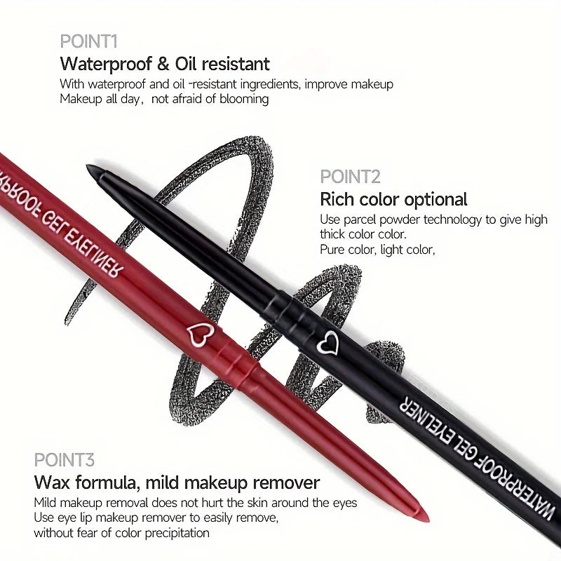 Veelzijdige 2-in-1 Waterdichte Oogliner & Lipliner Gelpotlood – Langdurig en Comfortabel te Dragen in 6 Prachtige Kleuren: Wit, Zwart, Bruin, en Meer!
