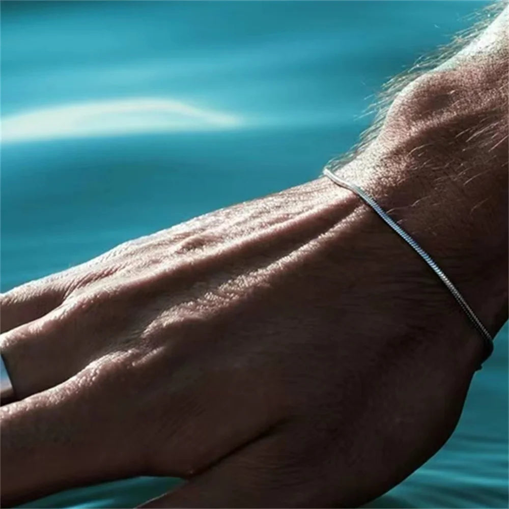Stijlvolle Vierkante Rvs Slangenbeen Schakelarmband - Trendy Hip-Hop Sieraden voor Mannen en Vrouwen - Perfect voor Feesten en Speciale Gelegenheden!