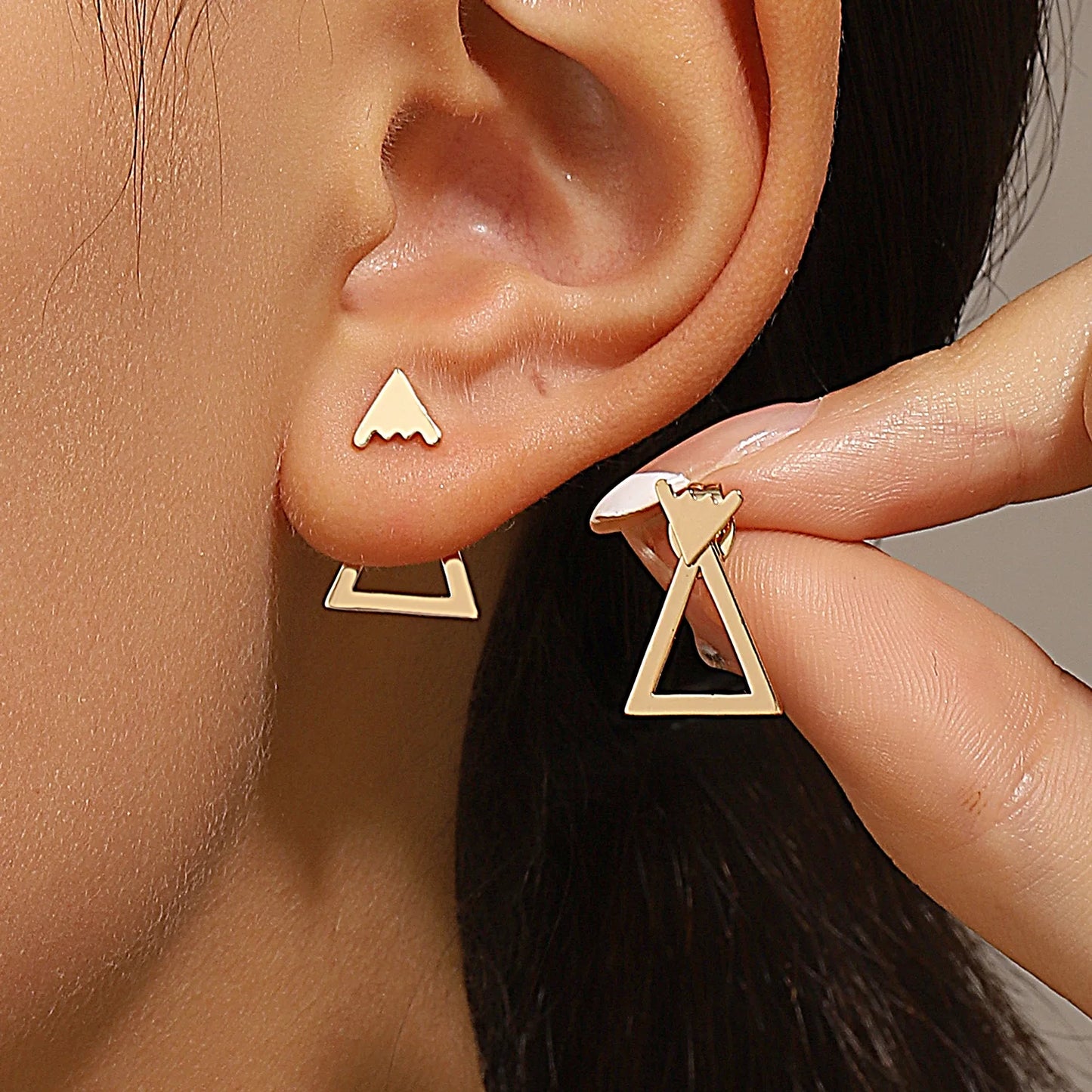 Chic Retro Minimalistische Geometrische Vierkante Afneembare Driehoek Stud Oorbellen - Perfecte Mode Accessoires voor Vrouwen & Ideale Feestcadeaus!