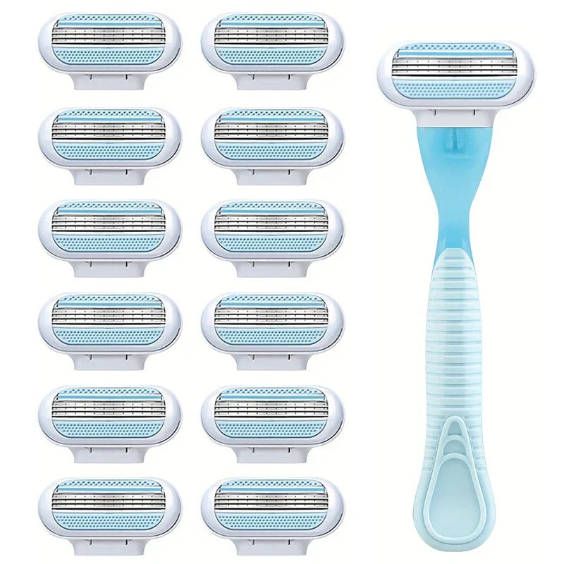 Essentiële Vrouwen VeiligheidsScheermes: 3-Laags RVS Handmatige Bladen voor Lichaam, Bikinilijn en Onderarmhaarknippen - Compact en Handig voor Scheren Onderweg