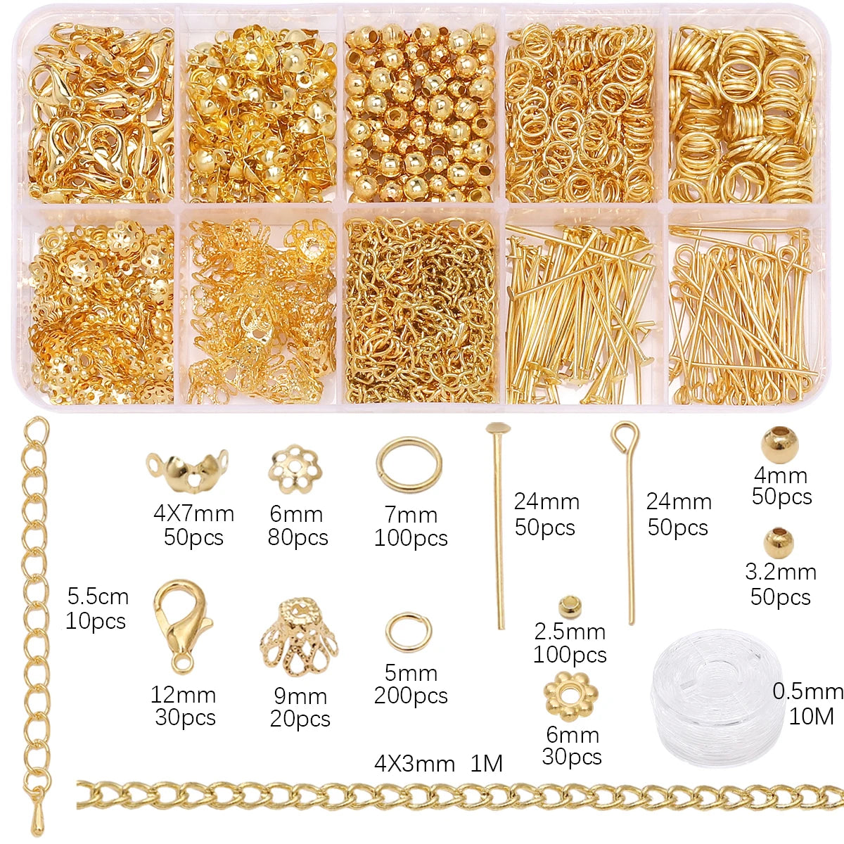Schmuckzubehör Set 820 Teile Ketten Verschlüsse Verbinder für DIY Schmuckherstellung Bastelbedarf