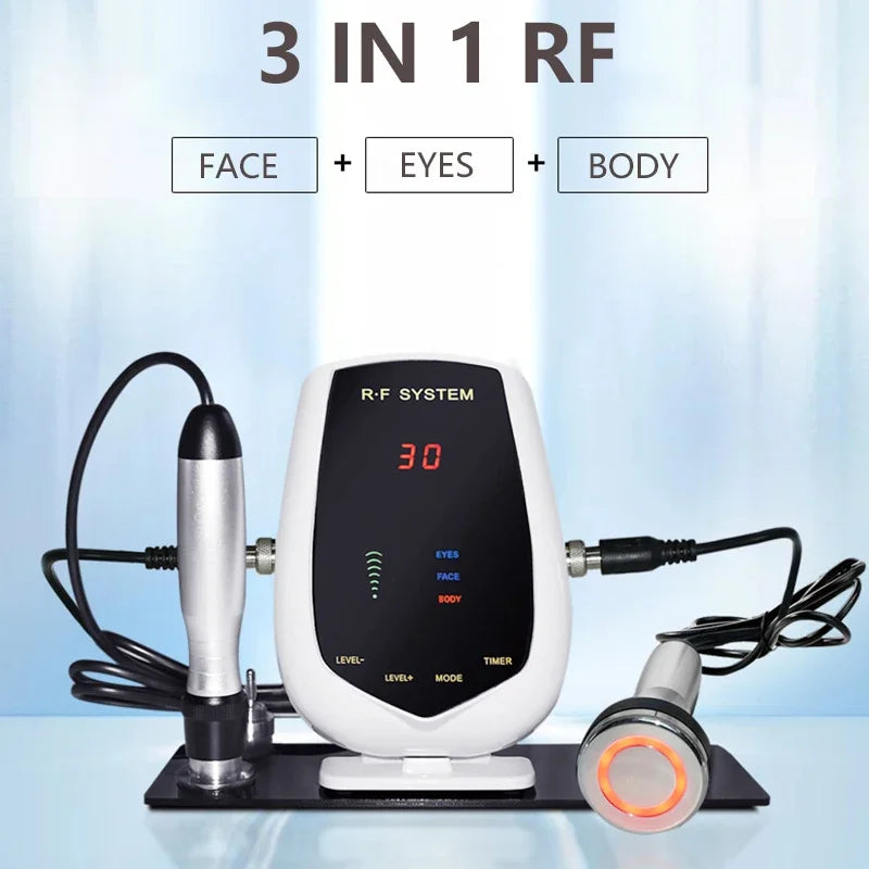 Revitaliseer je uitstraling: 5MHz 3-IN-1 RF Tripolaire Machine voor Gezicht, Ogen en Lichaam – Bereik Jeugdig Huid, Verstevigende Effecten en Vermindering van Rimpels op de Hals!