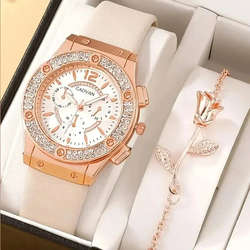 Exquise Luxe Rhinestone Dames Kwarts Horloge - Elegante Mode Tijdpiece voor Meisjes en Vrouwen