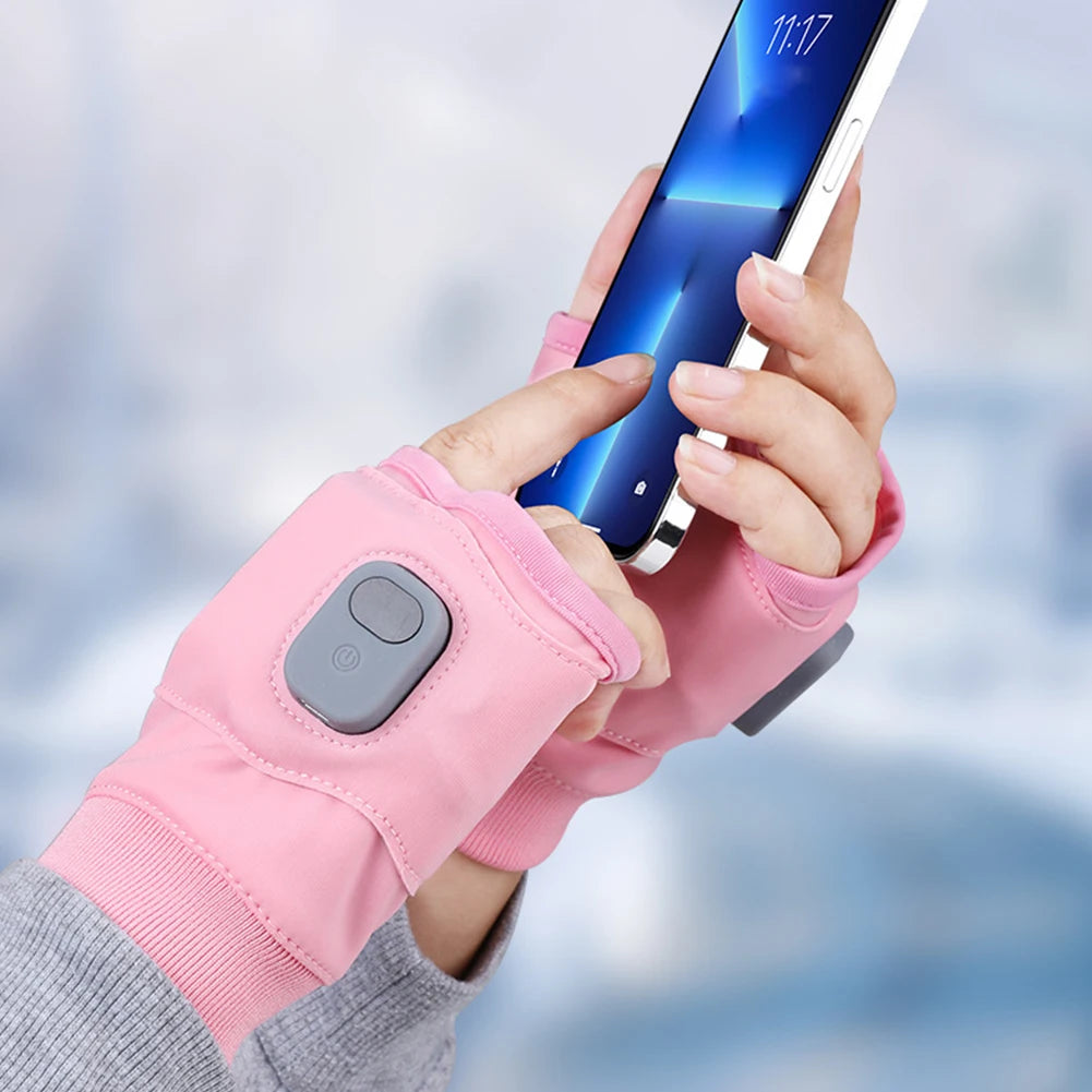 Ultieme Oplaadbare Touchscreen Verwarmde Handschoenen - 360° Warmte voor Buiten Hiking en Fietsen, Vingerloze Ontwerp voor Maximale Behendigheid!