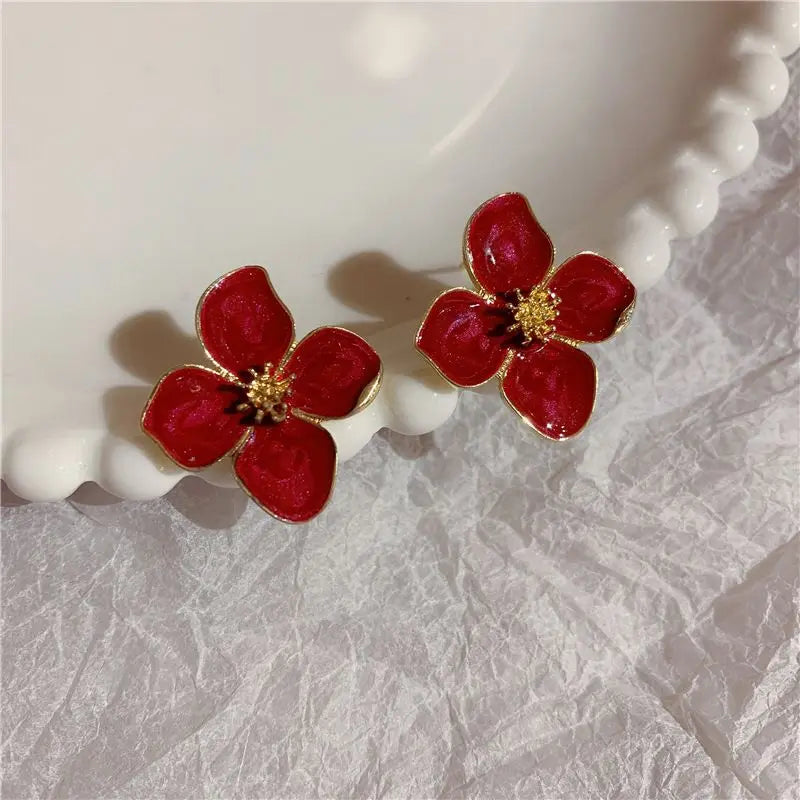 Charmante Vintage Bloemige Stud Oorbellen voor Dames - Kleurrijke Metalen Oor Sieraad Perfect voor Feesten en Huwelijken!