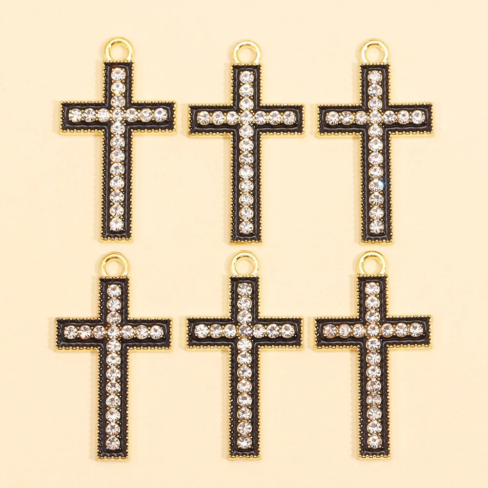 Crystal Cross Charms Gold Silver Crucifix Jewelry Making Supply