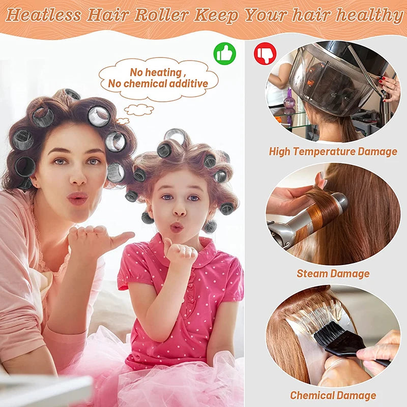 13-delige Zwarte Zelfklevende Haarrollers voor Makkelijk Heatless Krullen en Volume - Ideale Doe-Het-Zelf Stylingen voor Stijlvolle Pony's!