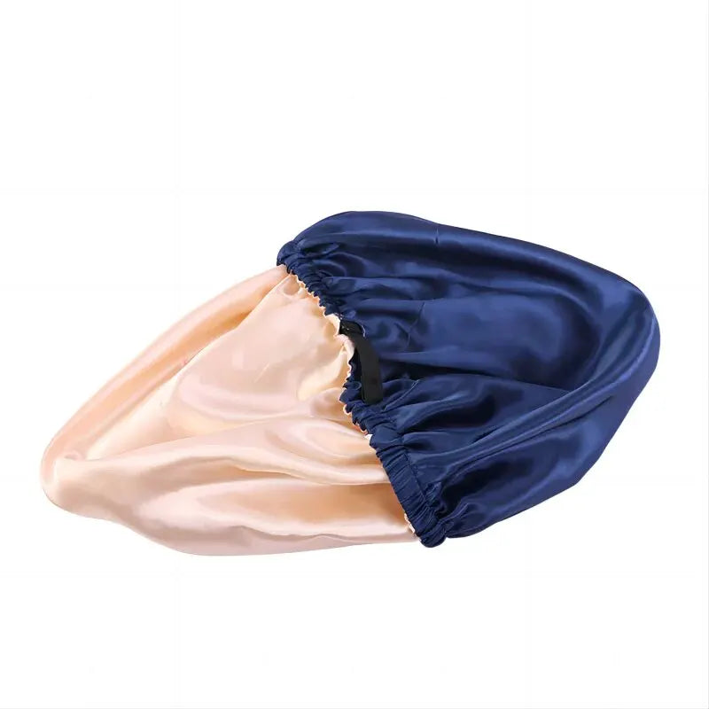 Luxe Satijnen Nachtmuts met Hoofddoek - Extra Grote Zijden Slaapmuts voor Vrouwen om Haar te Beschermen