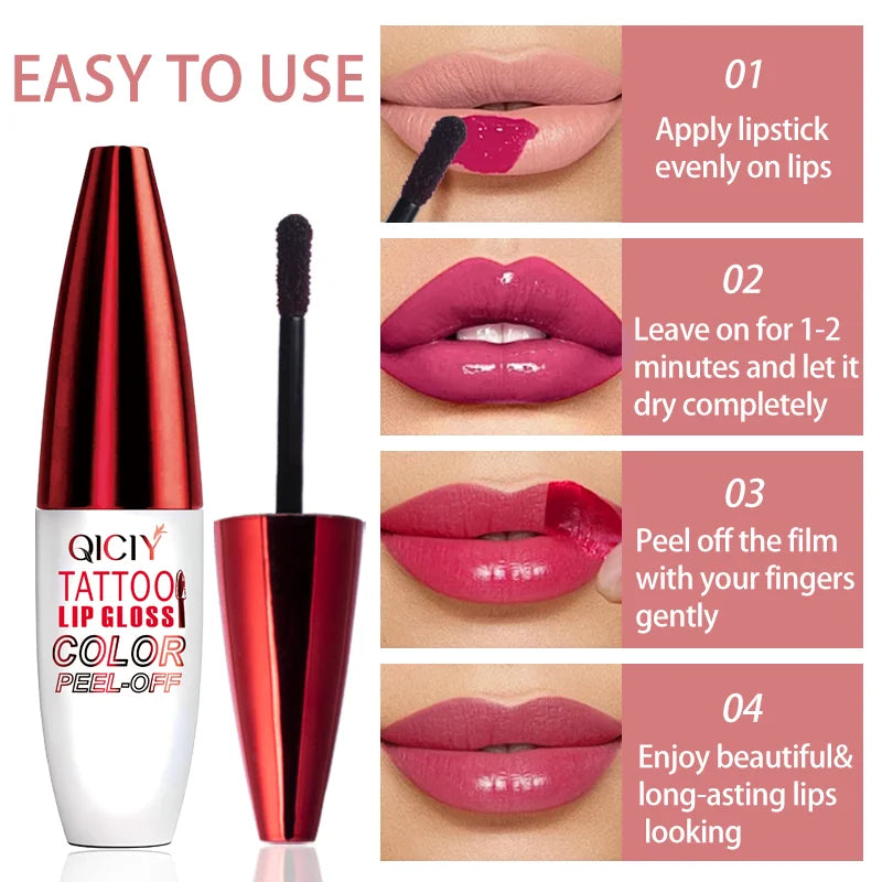 Matte Peel Off Lip Gloss - Waterdichte Tattoo Lippenstift met Overdracht Weerstand - Natuurlijke Roze Tint voor Moeiteloze Contour