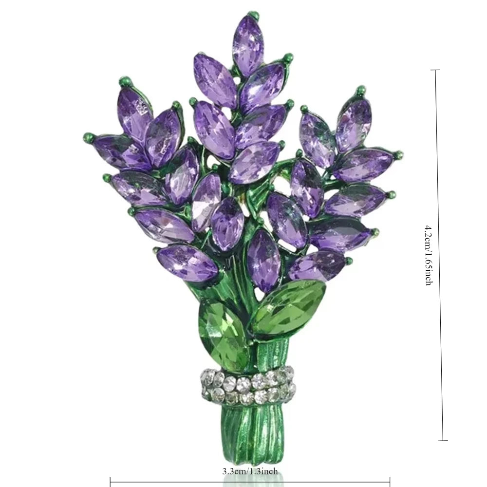 Prachtige paarse lavendel kristallen strass broche - Elegante bloemenpin voor jassen & luxe sieraad cadeau voor haar