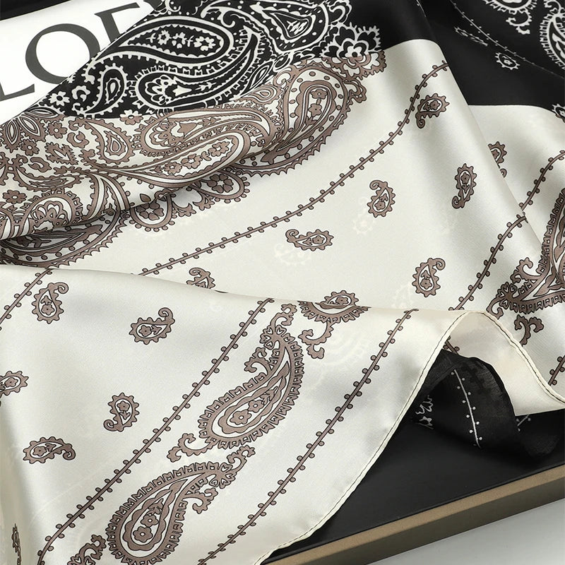 Chique 70x70cm Vrouwen Zijde Sjaal - Elegante Satijnen Vierkante Print Wrap, Veelzijdige Zakdoek, Bandana en Haaraccessoire voor de Nek