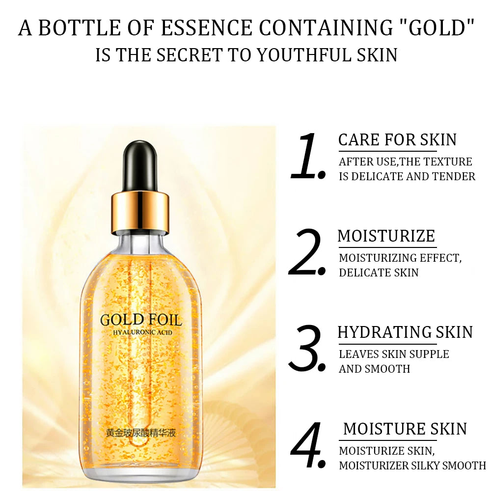 Revitaliseer uw huid met 24K Gouden Hyaluronzuur & Nicotinamide Gezichtsserum - 100ml Collageen-gevulde Essentie voor een Gladde, Jeugdig Uiterlijk!
