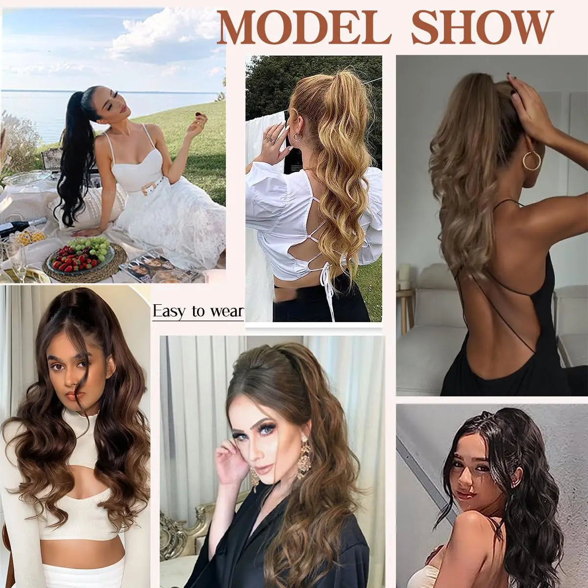 Transformeer je look met 24-inch luxe bovenste paardenstaart haarextensions - 150g pakket met krullende golvende clips en trekbare staartjes!