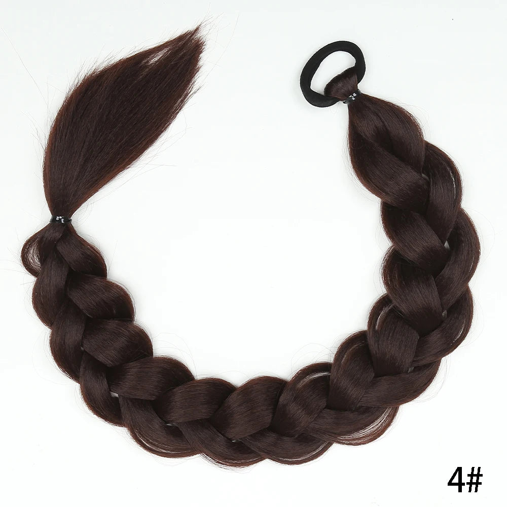 Luxe 24-Inch Synthetische Lange Twist Vlecht Paardestaart Extensions met Rubberband - Perfect voor Dagelijkse Styling en Boksliefhebbers