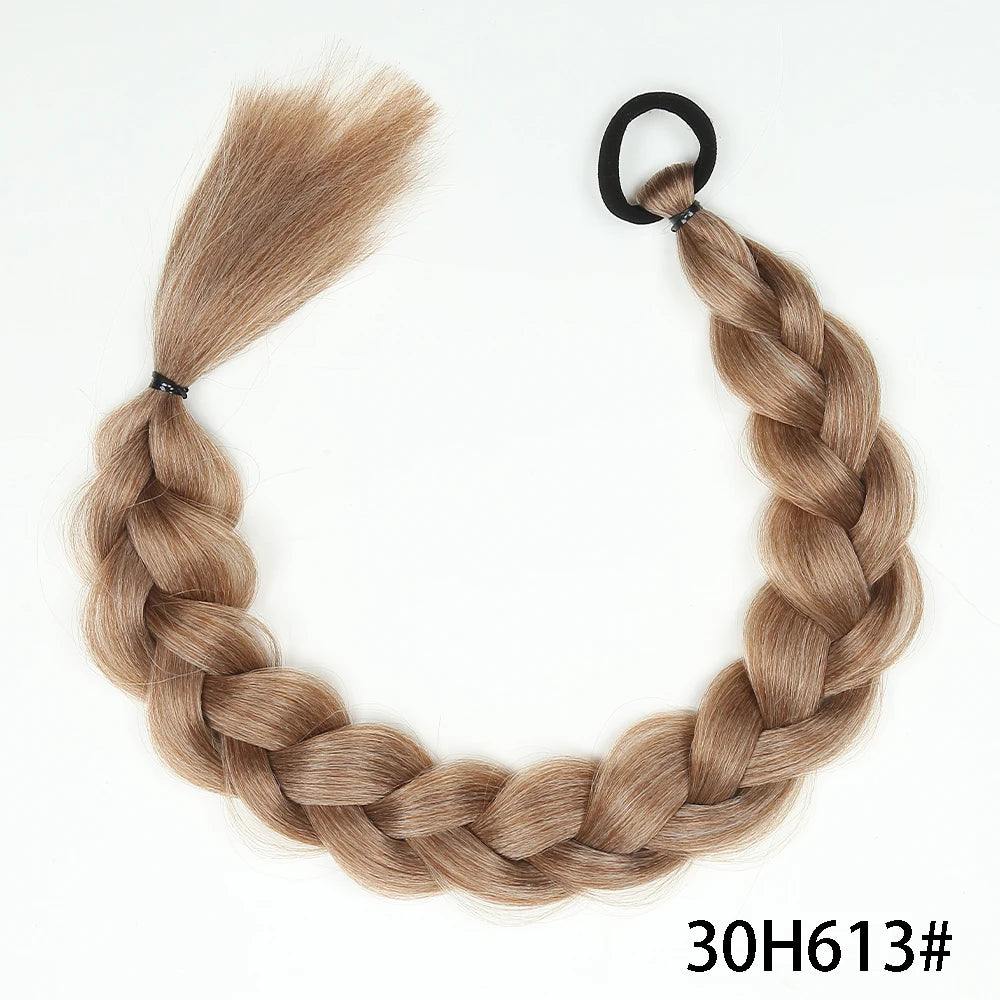 Luxe 24-Inch Synthetische Lange Twist Vlecht Paardestaart Extensions met Rubberband - Perfect voor Dagelijkse Styling en Boksliefhebbers