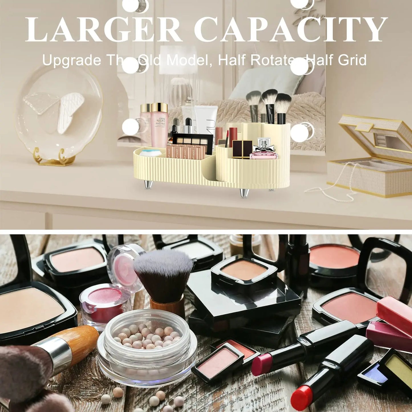Ultieme 360° Draaibare Make-up Organizer - Ruimtelijke Borstelhouder Perfect voor Vanity Decor, Badkamer Bladen en Bureau Opslag!