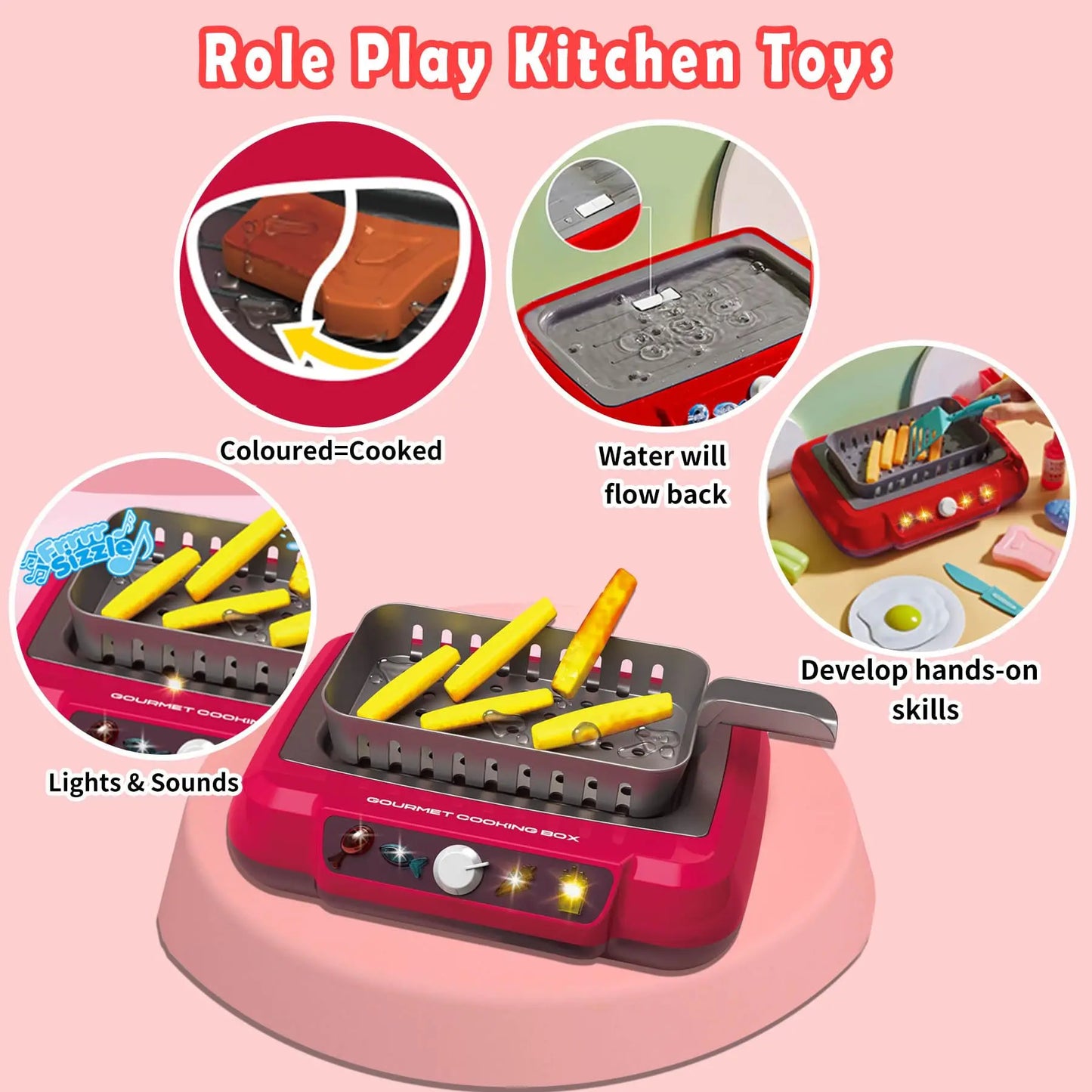 Spannende Kleurveranderende Gourmet Kookset - 20PCS Keukenaccessoires met Lichten voor Leuk Doe- alsof Spel, Perfect Cadeau voor Kinderen!