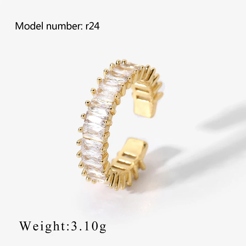 2025 Retro Hollow Zirconringen voor Vrouwen – Luxe Gouden Slangontwerp Trendsettende RVS Sieraden