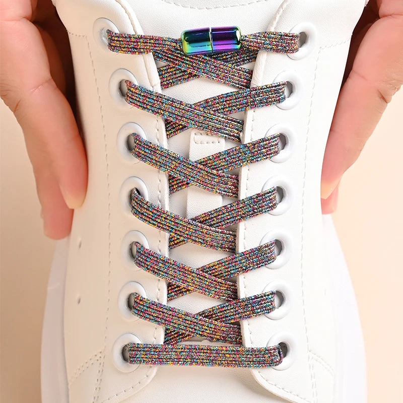 Kleurige Elastische Schoenveters zonder Knoop met Stijlvolle Gespen - Perfect voor Kinderen en Volwassenen!