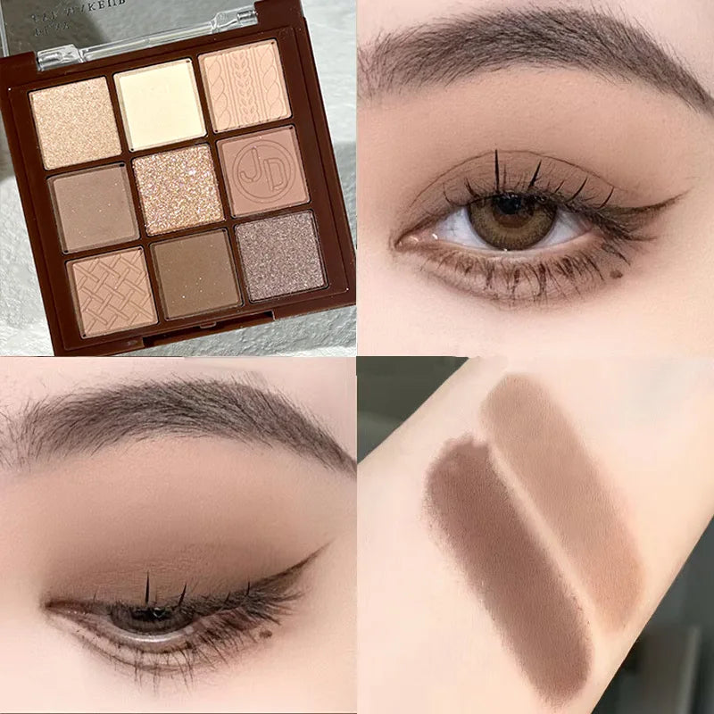 Verwen jezelf met het Chocolate Warm Brown Earth Palette - 9 verbluffende tinten van matte, oranje, bruin en parelmoer glitters voor een stralende ooglook!