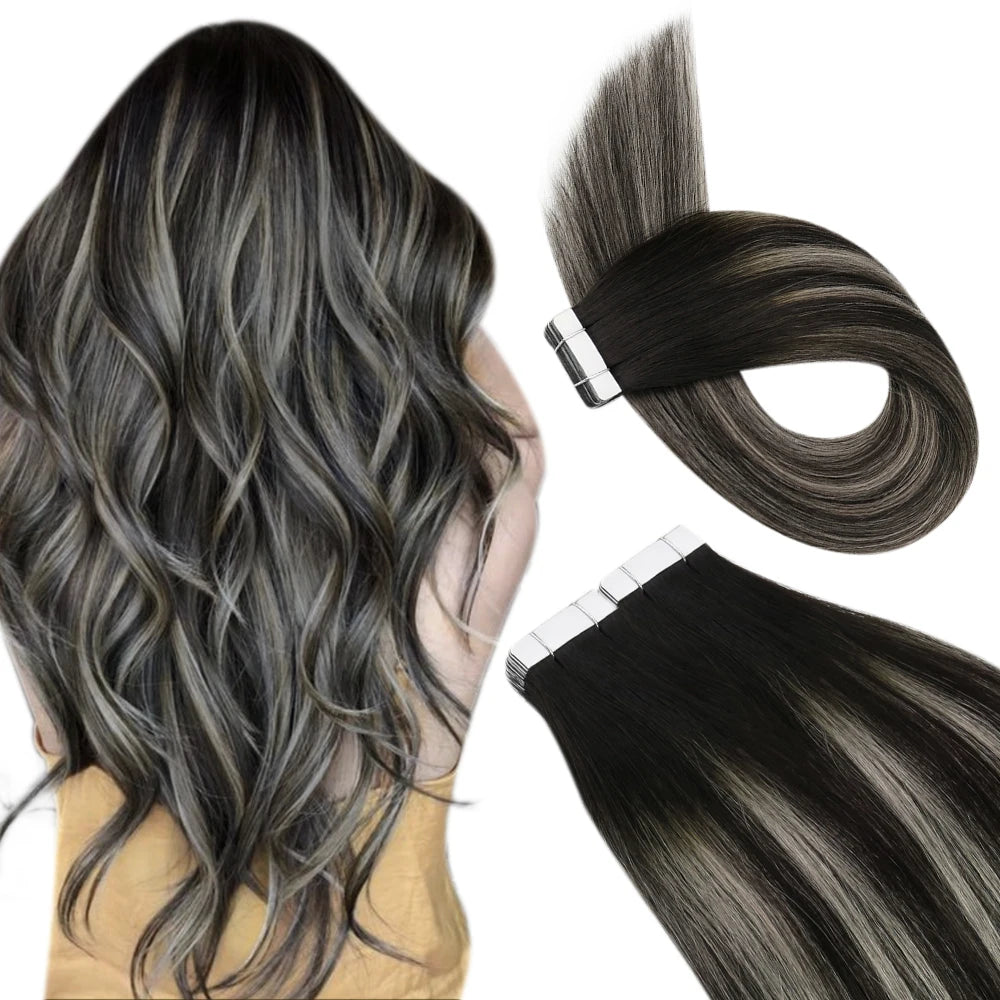 Luxe Ugeat Tape-In Haarextensions met Echt Braziliaans Remy Haar – Strak, Naadloze Huidband voor Prachtige Balayage Stijlen (20P/40P)