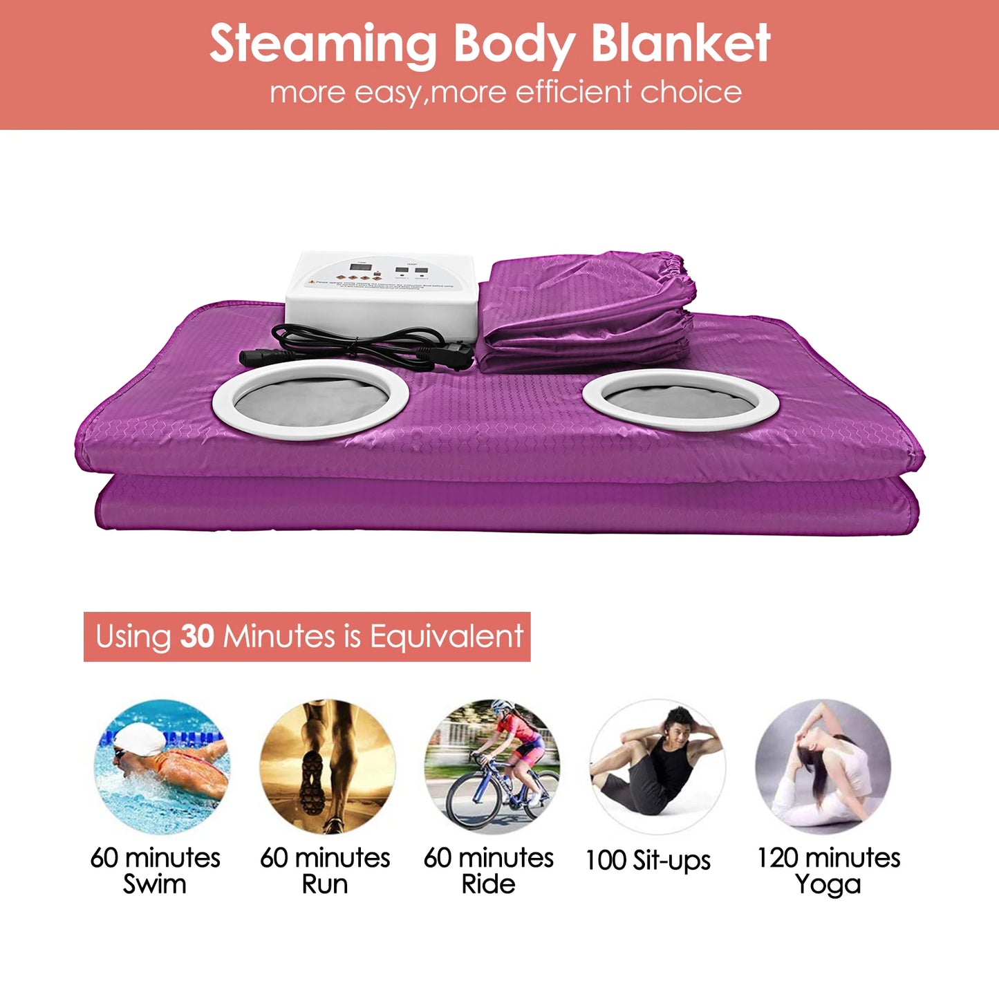 Therapeutische Slank Sauna Deken met Mouwen - Ontgiften en Ontspannen in Stijl! Ideaal voor Thuis Spa Gebruik voor Vrouwen en Mannen - Levendig Paars