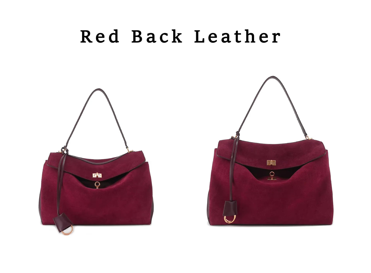 Chique Echte Leren Bruine Suède Tote Bags voor Vrouwen - Elegante Gouden Buckle Schoudertassen van Luxe Merk Rodeo