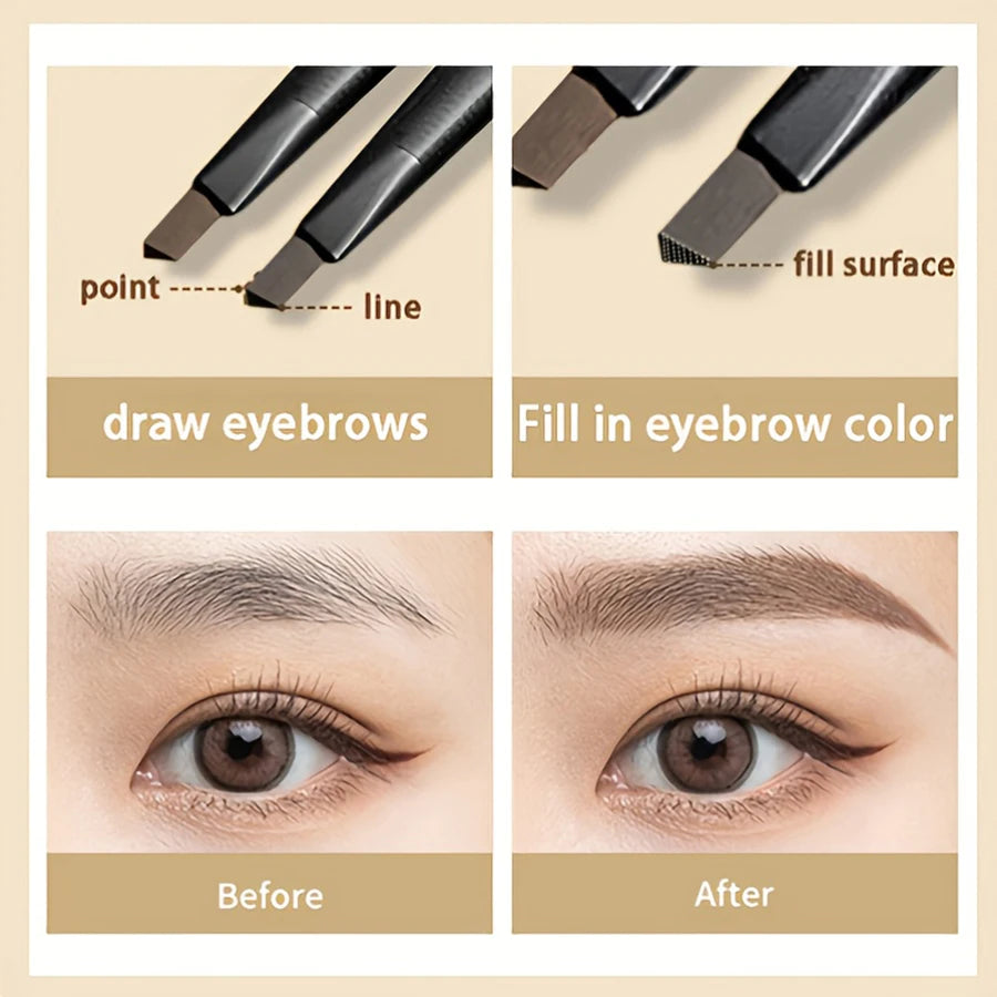 Vlekbestendige Waterdichte Matte Oogbrowpen - Dubbelzijdige Langdurige Bruine Tint met Precisiekwast voor Perfecte Wenkbrauwen!