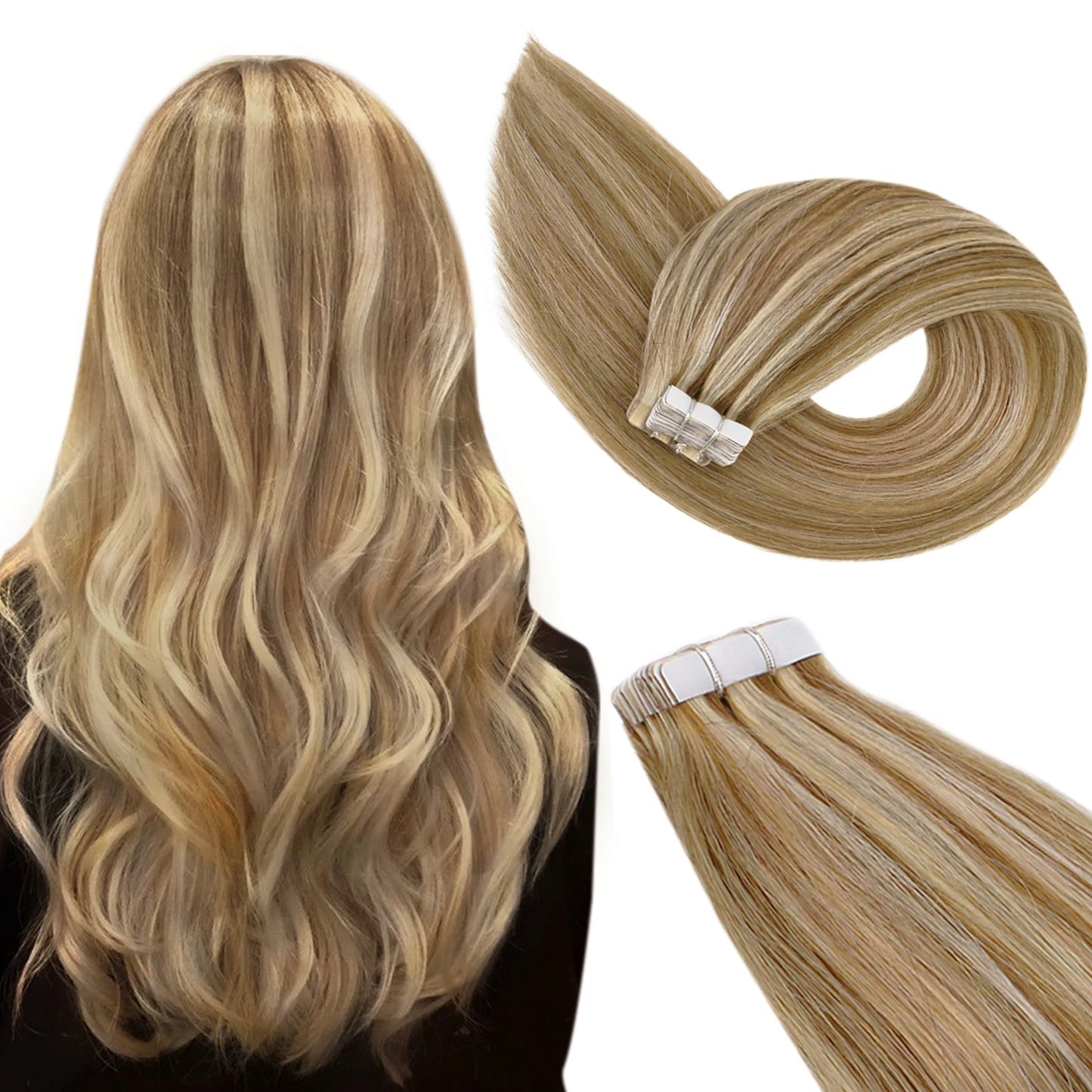 Luxe Ugeat Tape-In Haarextensions met Echt Braziliaans Remy Haar – Strak, Naadloze Huidband voor Prachtige Balayage Stijlen (20P/40P)