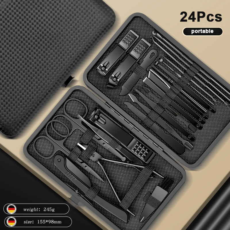 Deluxe Manicure & Pedicure Gereedschapsset - Roestvrijstalen Nagelknippers, Oorlepel & Schaar - 8 tot 24 Stukken voor Ultieme Schoonheidsverzorging Thuis