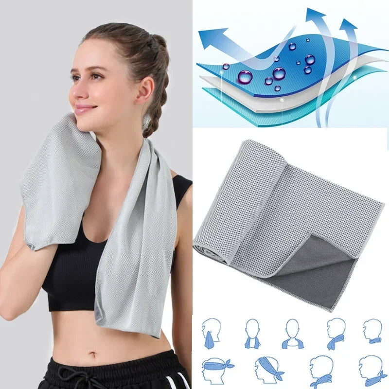 Blijf koel deze zomer met onze draagbare ijszijde handdoek - Perfect voor sport, fitness, hardlopen en zwemmen! Wordt geleverd met een handige siliconen tas!