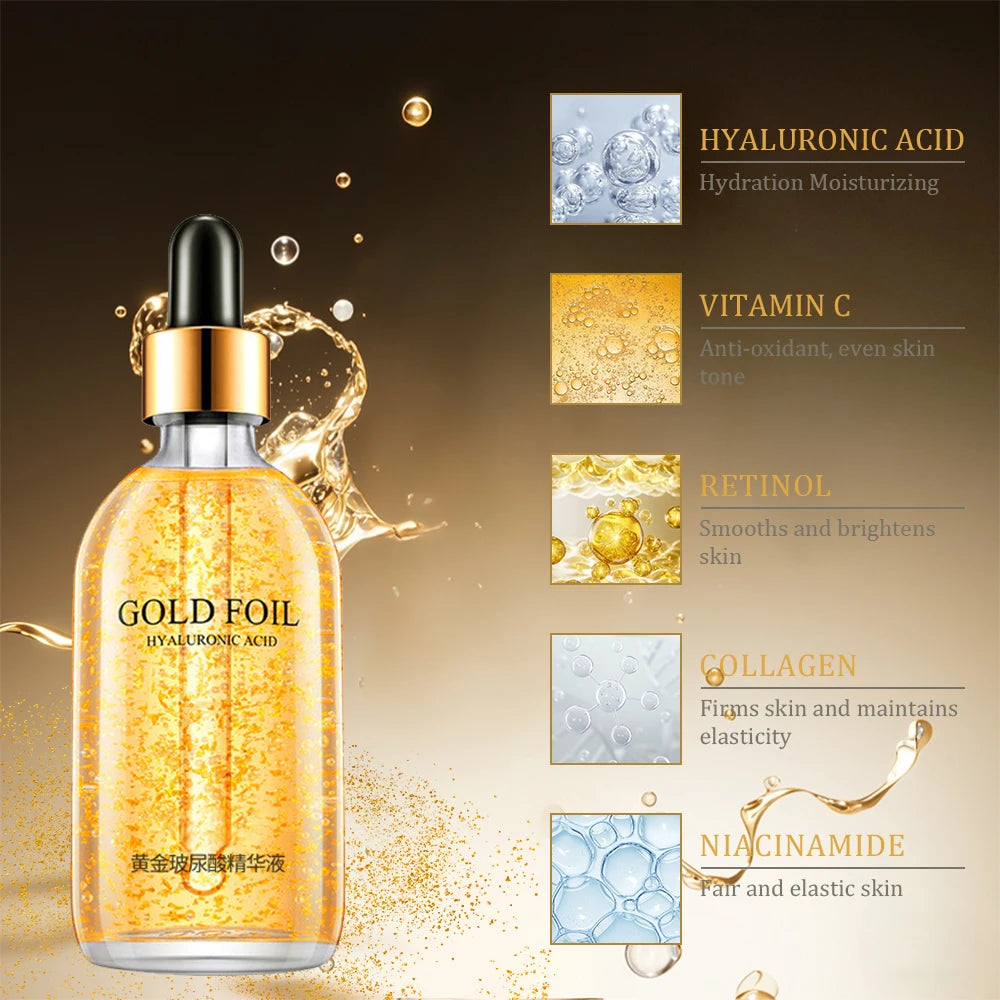 Revitaliseer uw huid met 24K Gouden Hyaluronzuur & Nicotinamide Gezichtsserum - 100ml Collageen-gevulde Essentie voor een Gladde, Jeugdig Uiterlijk!