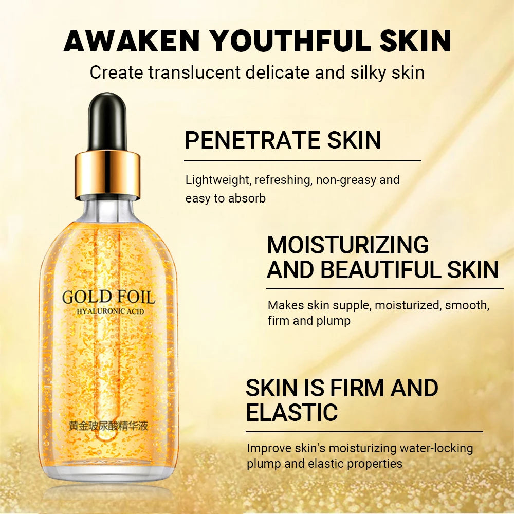 Revitaliseer uw huid met 24K Gouden Hyaluronzuur & Nicotinamide Gezichtsserum - 100ml Collageen-gevulde Essentie voor een Gladde, Jeugdig Uiterlijk!