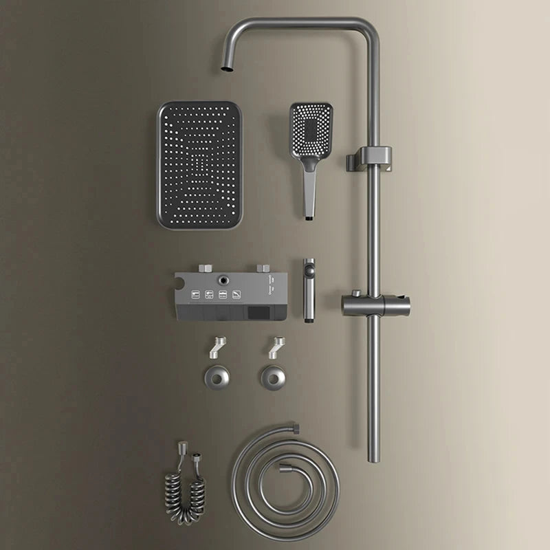 Stijlvol Piano Toets Douche Systeem: Compleet Badkamer Douche Set met LED Digitale Weergave en Koper Armaturen voor Warm en Koud Water Genot