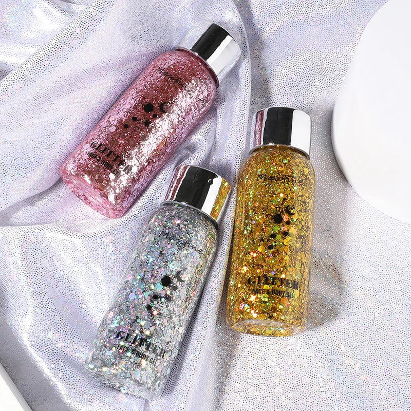 Multifunctionele Lichaams- en Gezichtsglittergel - Langdurige, Waterdichte Oog- en Haartinten voor Feest- en Podiumglamour