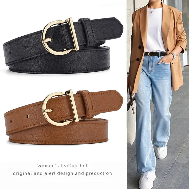 Chique Dames Dunne Riem met Modele Gesp - Luxueus Zacht PU Leer Perfect voor Cargo Broeken en Jeans, Winddicht Ontwerp