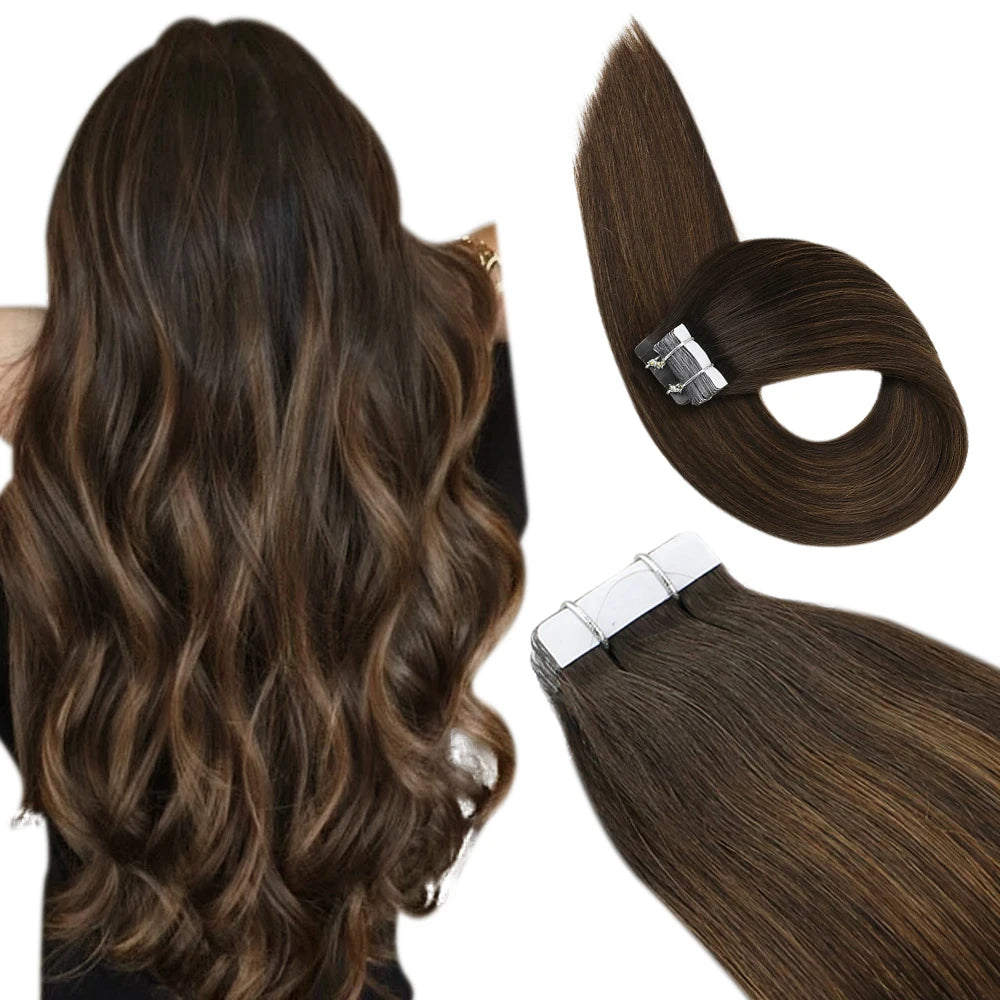 Luxe Ugeat Tape-In Haarextensions met Echt Braziliaans Remy Haar – Strak, Naadloze Huidband voor Prachtige Balayage Stijlen (20P/40P)