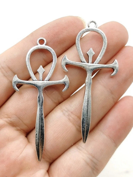 Forked Cross Charms Antique Silver Pendant DIY Jewelry