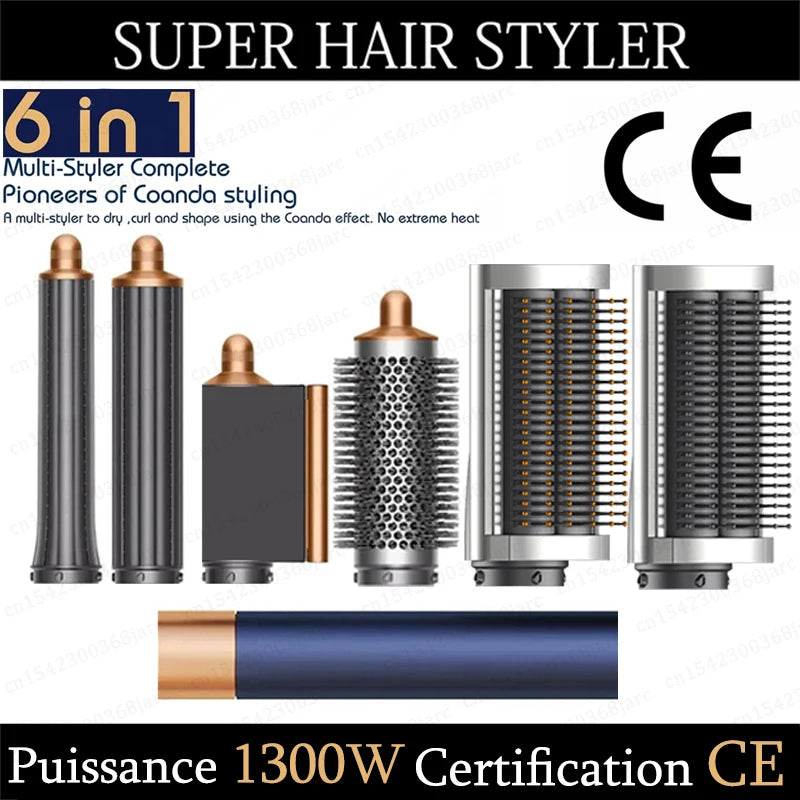 Verhoog Je Haarspel: 6-in-1 Multi-Styler met Krultang, Hete Lucht Borstel en Professionele Föhn voor Prachtige Krullen!