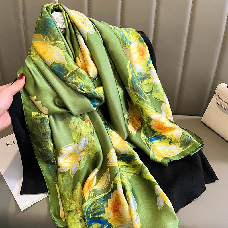 Luxueuze Lente Zijde Sjaal voor Vrouwen - Zachte en Glad Hoofdband Sjaal, Perfect voor Stranddagen (85x180cm)