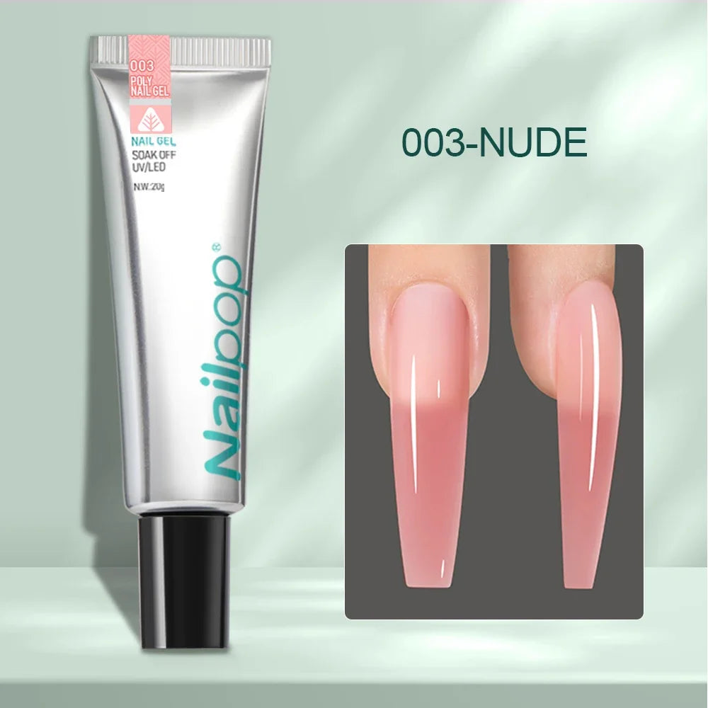 Vibrant Nailpop Poly Nagelverlengingsgel Kit - 6 Adembenemende Kleuren: Roze, Wit en Nude Tips met Heldere Gel, Compleet Nagelkunstset Inclusief Borstel en Slipoplossing voor Salonkwaliteit Nagels Thuis!