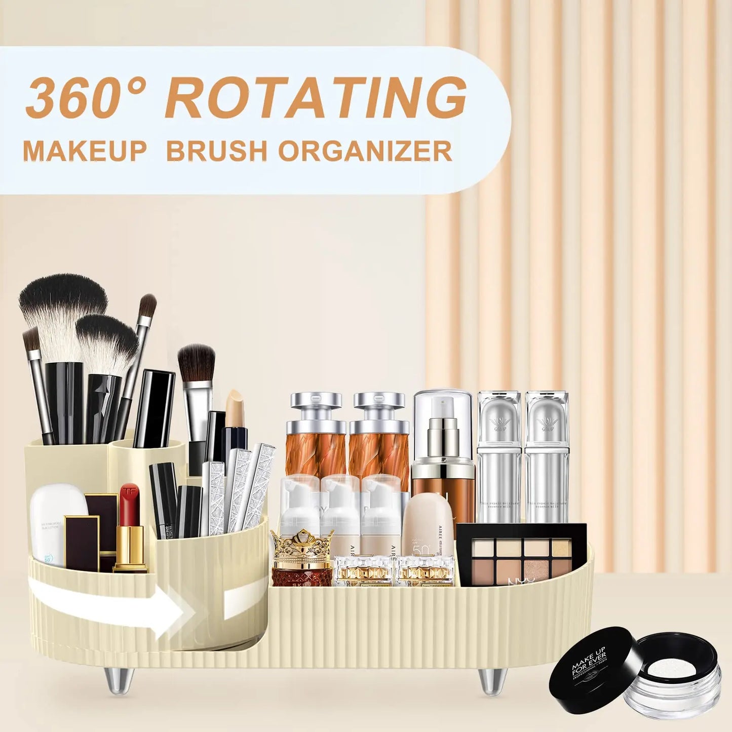 Ultieme 360° Draaibare Make-up Organizer - Ruimtelijke Borstelhouder Perfect voor Vanity Decor, Badkamer Bladen en Bureau Opslag!
