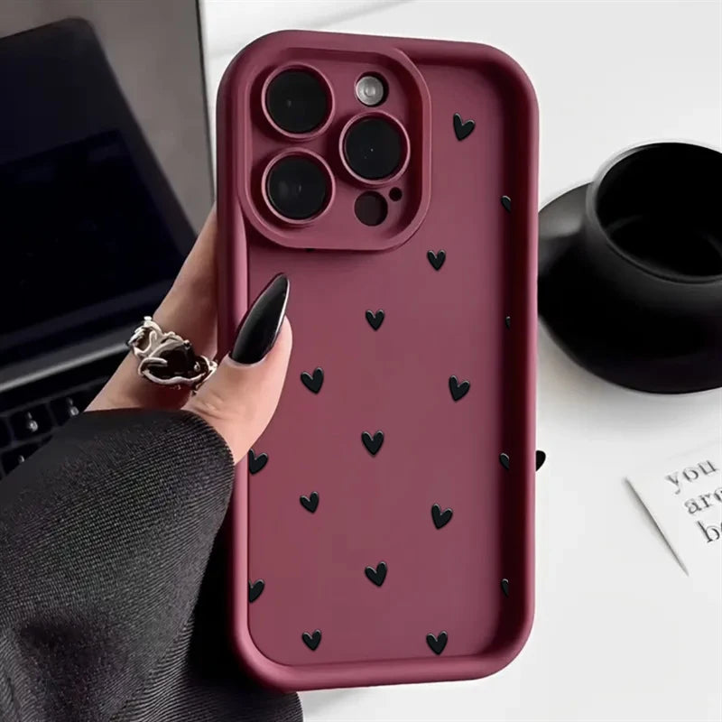 Stijlvolle Matte Hart Motief Telefoonhoes voor iPhone 16, 15, 14 Pro Max, 16E, 13, 12, 11, Mini, 7, 8 Plus, XR, XS Max en SE - Zachte en Schokbestendige Bescherming!