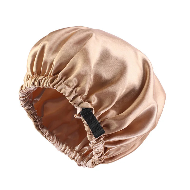Luxe Satijnen Nachtmuts met Hoofddoek - Extra Grote Zijden Slaapmuts voor Vrouwen om Haar te Beschermen